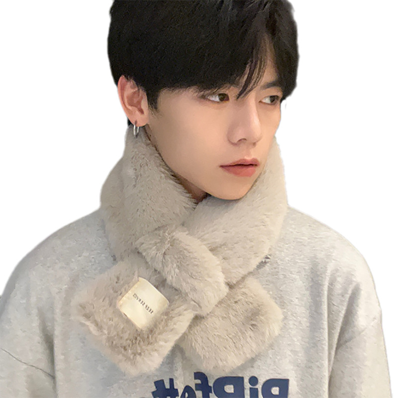 Autumn and winter Korean style versatile men's cold-proof and warm furry scarf