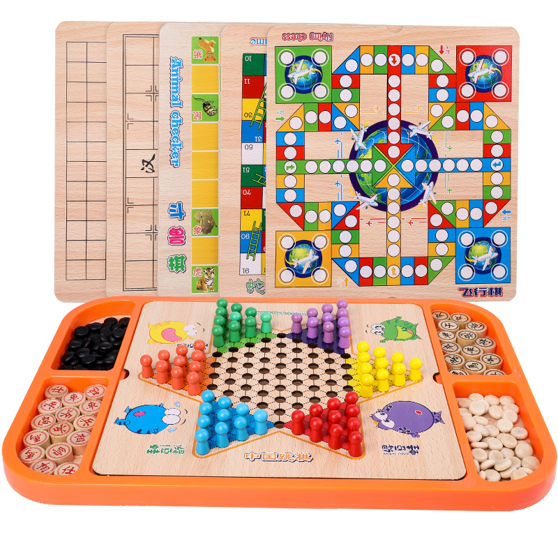 Checkers, flying chess, backgammon, colosseum, table games, multi-functional adult chess, children's puzzle wooden toys