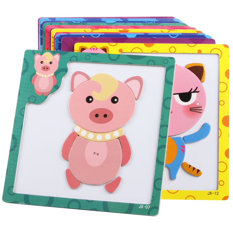 Stereoscopic magnetic puzzle puzzle children's puzzle early education wooden cartoon animal traffic cognitive toy