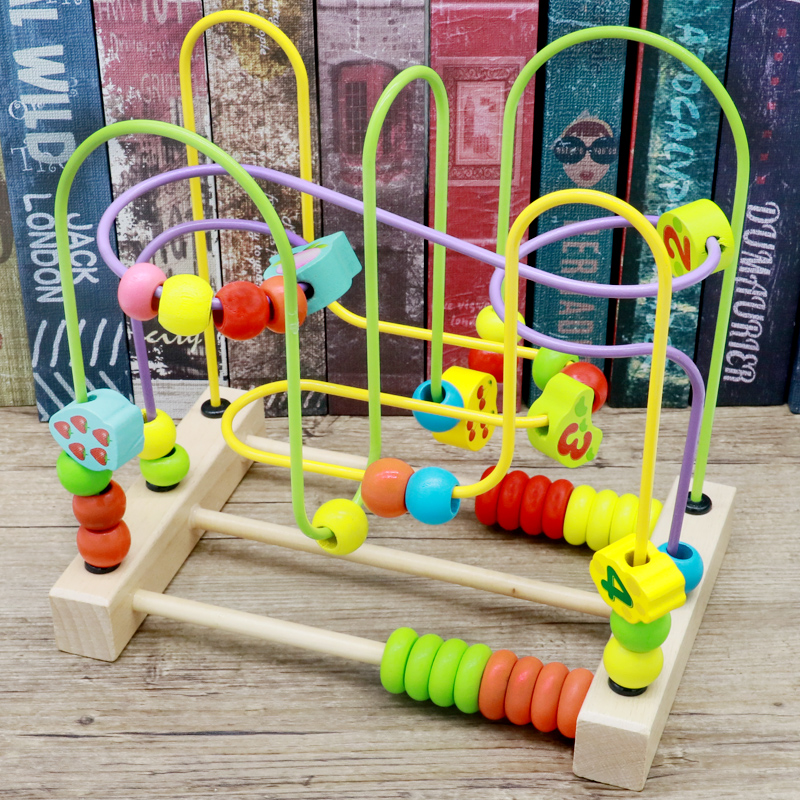 Large number of digital fruit fun around Pearl wood toddler male and female baby male and female puzzle power toy 1-3-year-old child stringing beads