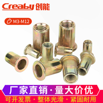 Color zinc flat head rivet nut Flat head column striped rivet nut semi-hexagon pull mother M3M4M5M6M8M10M12