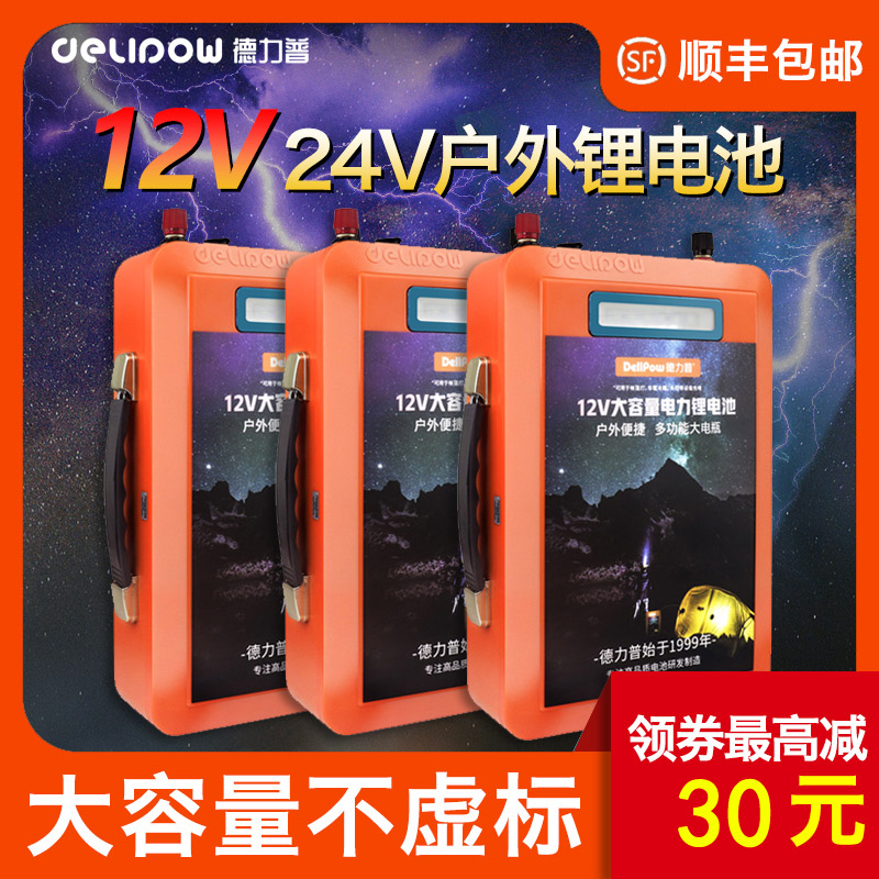 Delip 12v lithium battery large capacity inverter high power lithium iron phosphate battery 24v outdoor mobile power supply
