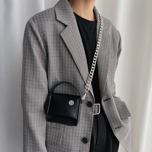 Маленькая цепь подходит для мужчин и женщин, нагрудная сумка, сумка через плечо, небольшая сумка, изысканный стиль, Южная Корея