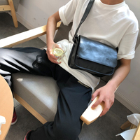 Literary Youth Leather Crossbody Bag Waterproof Work Shoulder Bag Men's Hong Kong Style Backpack Japanese Retro Versatile Leather Bag