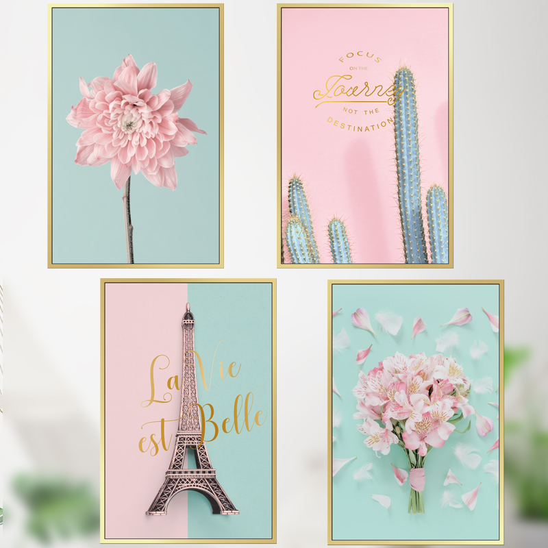 Wall Sticker Pink Ins Girl Hearts Nordic Decoration Dorm Room Wallpaper Sticker Living-room Bedside Cozy Romantic Wall Sticker