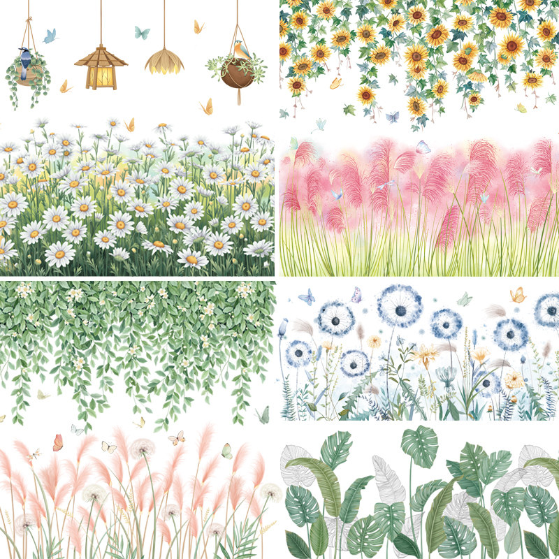 Самоклеющееся ограждение на стену для гостиной, стеклянная наклейка, обои, декор, в цветочек