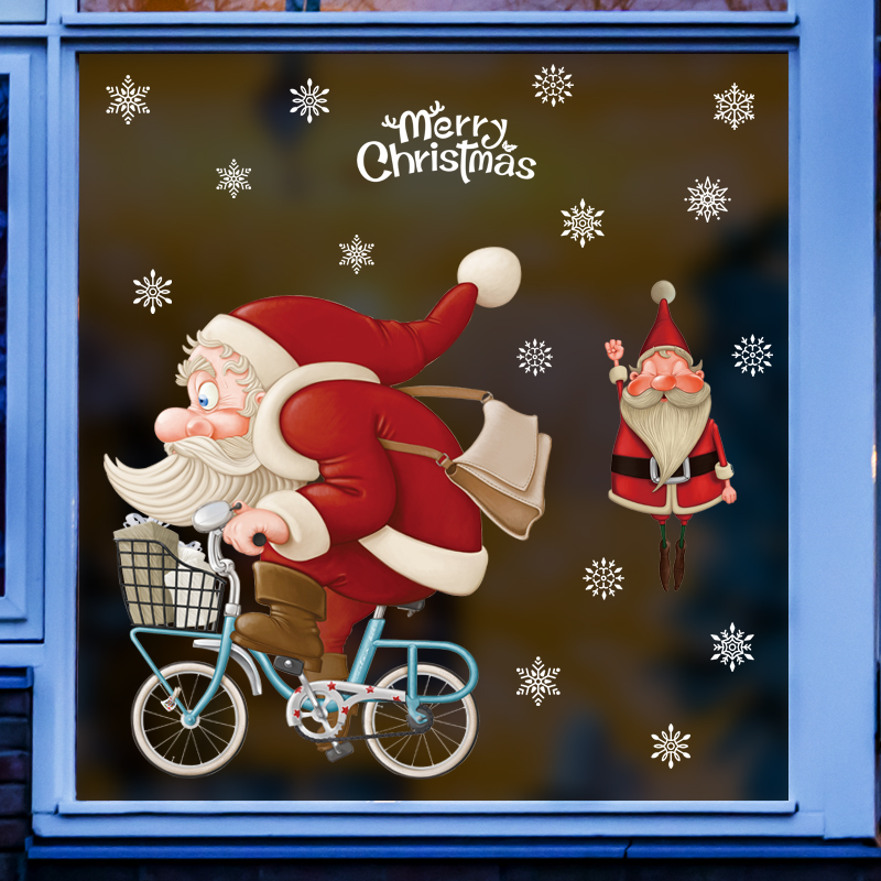 Christmas decorations stickers wall stickers for Christmas old people snowflake glass windows waterproof red classrooms to arrange children