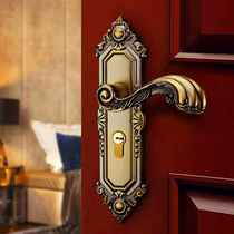 Eurostyle yellow ancient bronze room door lock bedroom mute three sets handle universal home solid wood door bedroom inner door handle