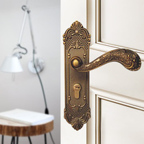 Yellow Gubronze Color Door Lock Indoor Bedroom Eu Style Door Lock Silent Home minimalist American solid wood door lock suit