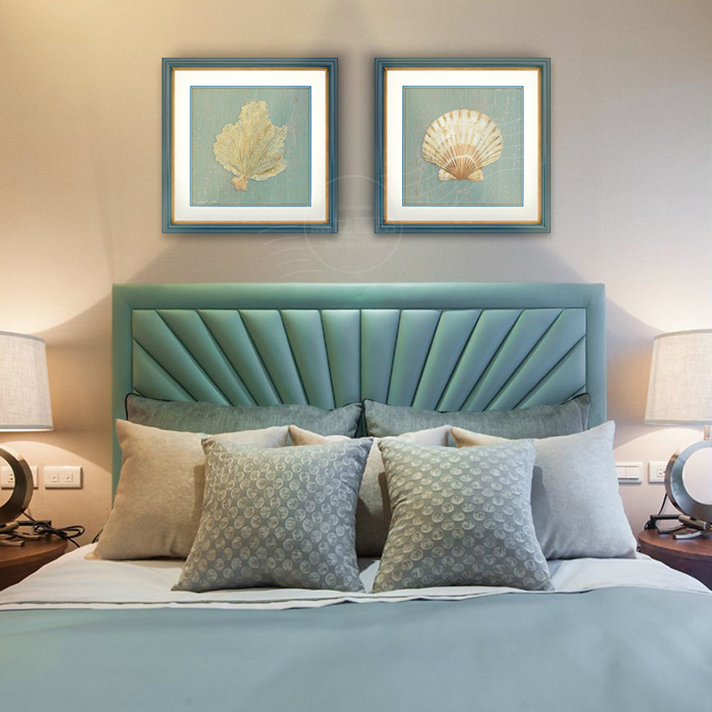 Mediterranean Style Decoration Painting Living-room Sofa Background Wall Triptych Bedroom Hanging Painting Bedside Painting Shells Small Fresh