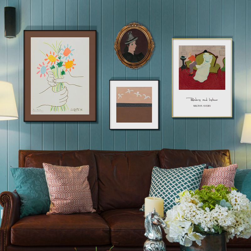 Picasso decoration painting world famous painting European-style style living room hanging painting combined retro master light lavish American frescoes