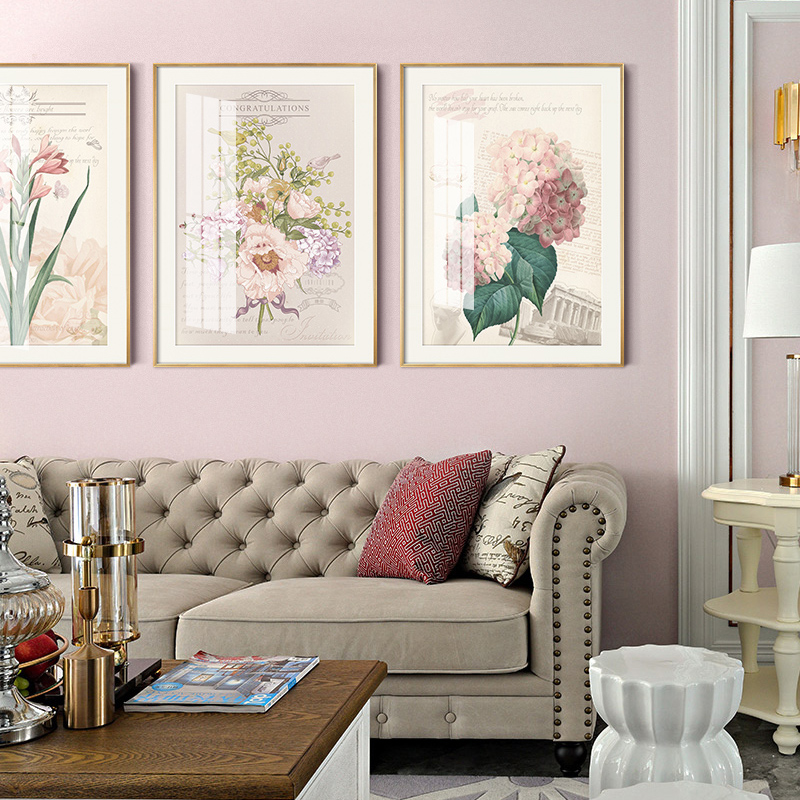 Small Beauty Style Living Room Decoration Painting American Fresco Jane Beauty Sofa Background Wall Flowers Light Lavish Painting Fields Countryside Countryside