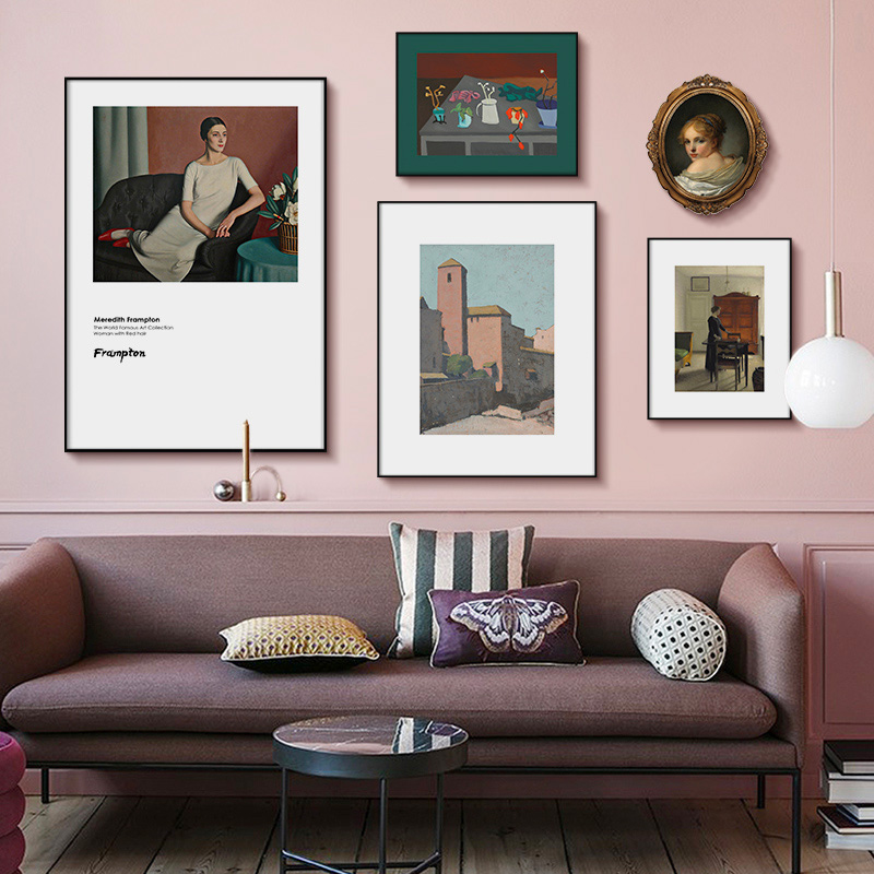 Eurostyle Hung Painting Living Room Decoration Painting Atmosphere Brief Eu Composition Characters Retro American Small Crowdart Hanging Paintings Abnormal