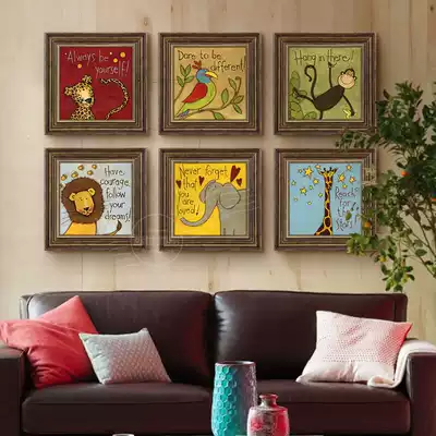 Children's room decorative painting American boy and girl bedroom hanging painting headboard painting background wall hanging painting mural cartoon animal painting