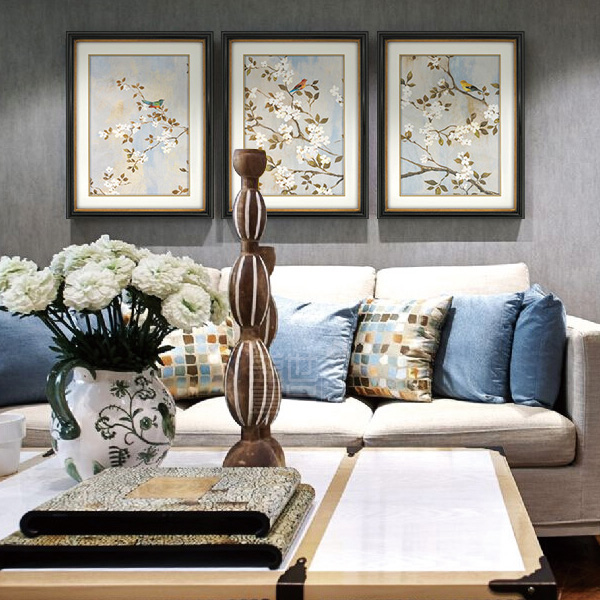 American Decoration Painting Living Room Sofa Background Wall Dining Room Hung Painting Bedroom Mural Bed Head Fields Garden Countryside Style Flowers Birds