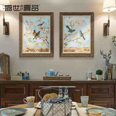 American decorative painting living room dining room mural bedroom hanging painting bedside flower and bird country style porch painting vertical aisle