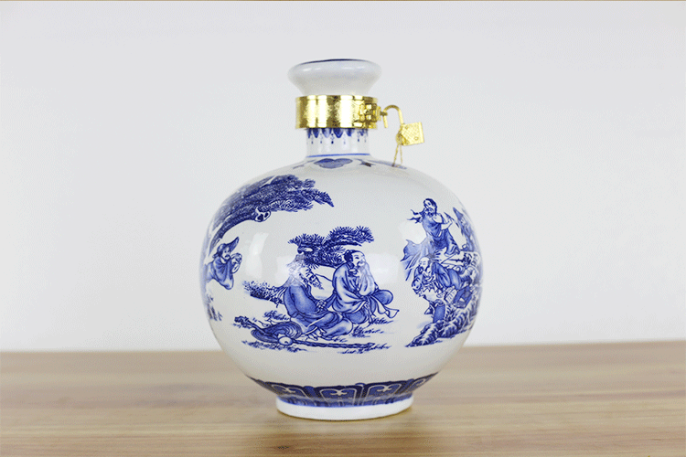 Jingdezhen 8 kg bình gốm sứ Màu xanh và trắng rượu vang chai rỗng 2 kg tải cao niêm phong có khóa ly vang trắng