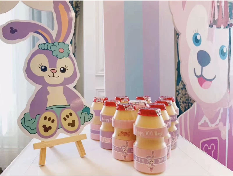 Stellar Ballet Rabbit Daffy Bear Pink Purple Girls Birthday Party Background Wall Decoration Dessert Table Layout Stickers