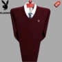 Áo len nam trung niên Playboy Áo len cổ chữ trung niên Bố tải áo len cashmere dày áo len nam áo da nam đẹp