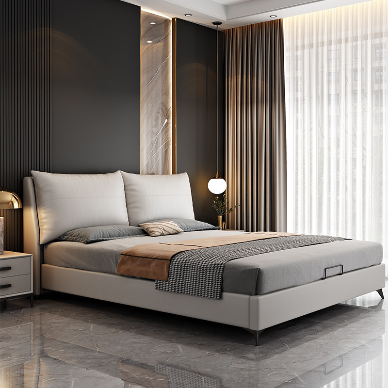 Technology bunk bed main sleeper washable 1 8 m double bed soft bunk cloth art bed minimalist rack bed Nordic box bed