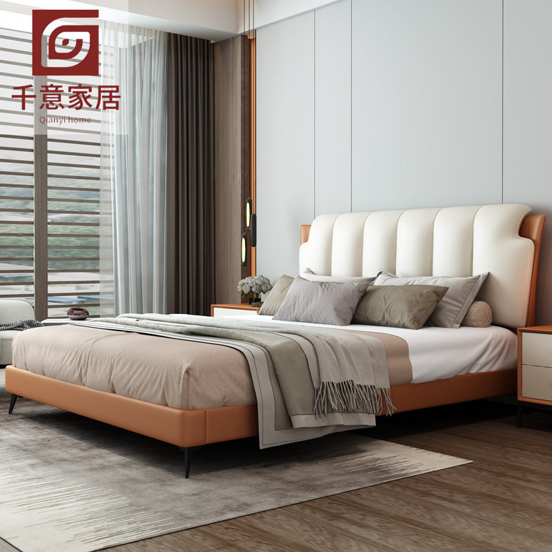 Technology cloth bed 1 8 meters down soft bag bed modern minimalist double bed Nordic fabric bed light luxury master bedroom marriage bed