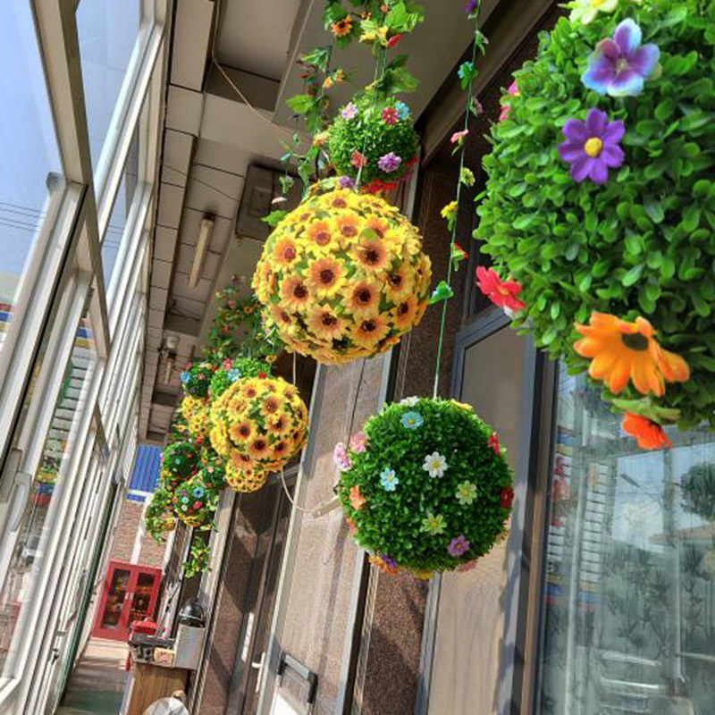 Spring shopping mall supermarket ceiling decoration kindergarten corridor decoration environment layout simulation grass flower ball decoration start school