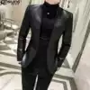 Small suit men's Korean version of the trend spring and Autumn slim jacket PU leather suit casual handsome stand-up collar leather jacket men's clothing