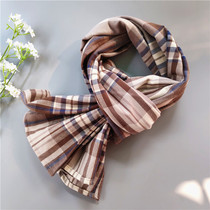 Pure cotton 100 lap scarves rice brown full cotton mill wool warm neck towels Inlet grid Rectangular Towel Air Conditioning Shawl Cape