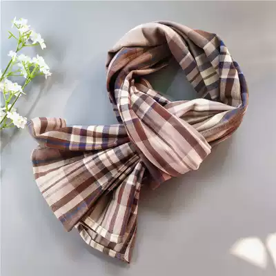 Cotton Joker Scarf Rice Brown Cotton Scrub Warm Neck Plaid Long Square Air Conditioning Shawl Anti-static