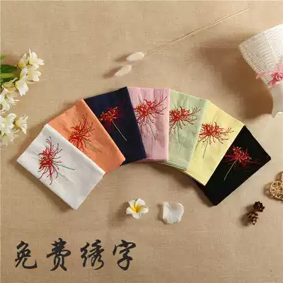 Bana embroidered handkerchief ladies sweat-absorbing ancient style pure cotton hemp Manzhu Shahua embroidery original handkerchief men can embroider words