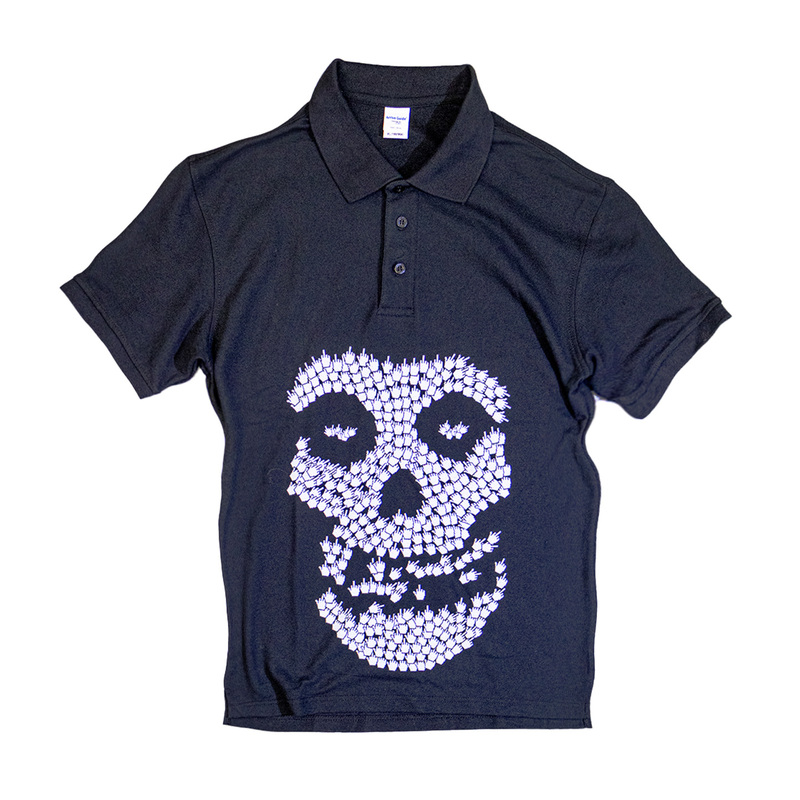 Jadegang[Jdg] Black Short Slim-Fit Dark Web Print Polo Shirt, Same Style as Zhang Junhao Shun