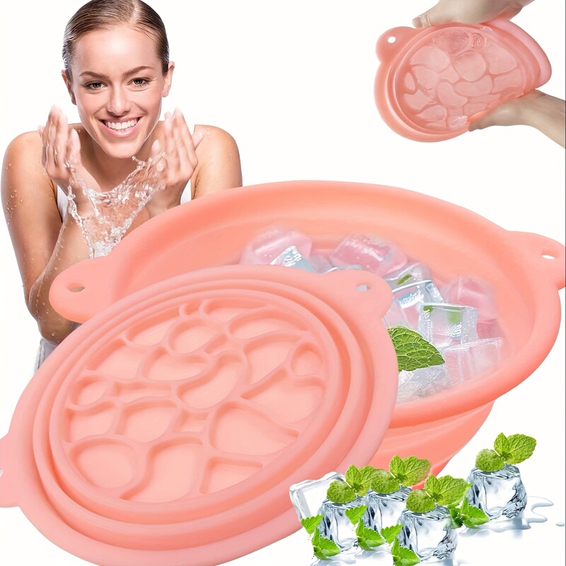 Foldable Facial and Bathtub Spa Basin, Dishwasher-Safe Silicone Ice Bowl with Built-In Ice Maker