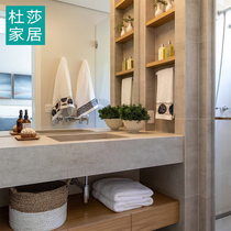 Rock board bathroom cabinet Nordic style toilet wash table raw wood color wash sink face Basin cabinet combination