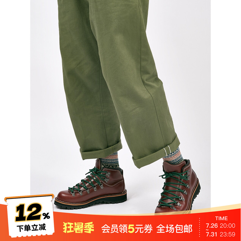 Play! Hike! Full-Grain Stitched Mid-Top Work Boots for Hiking and Trekking, Men's Hiking Shoes