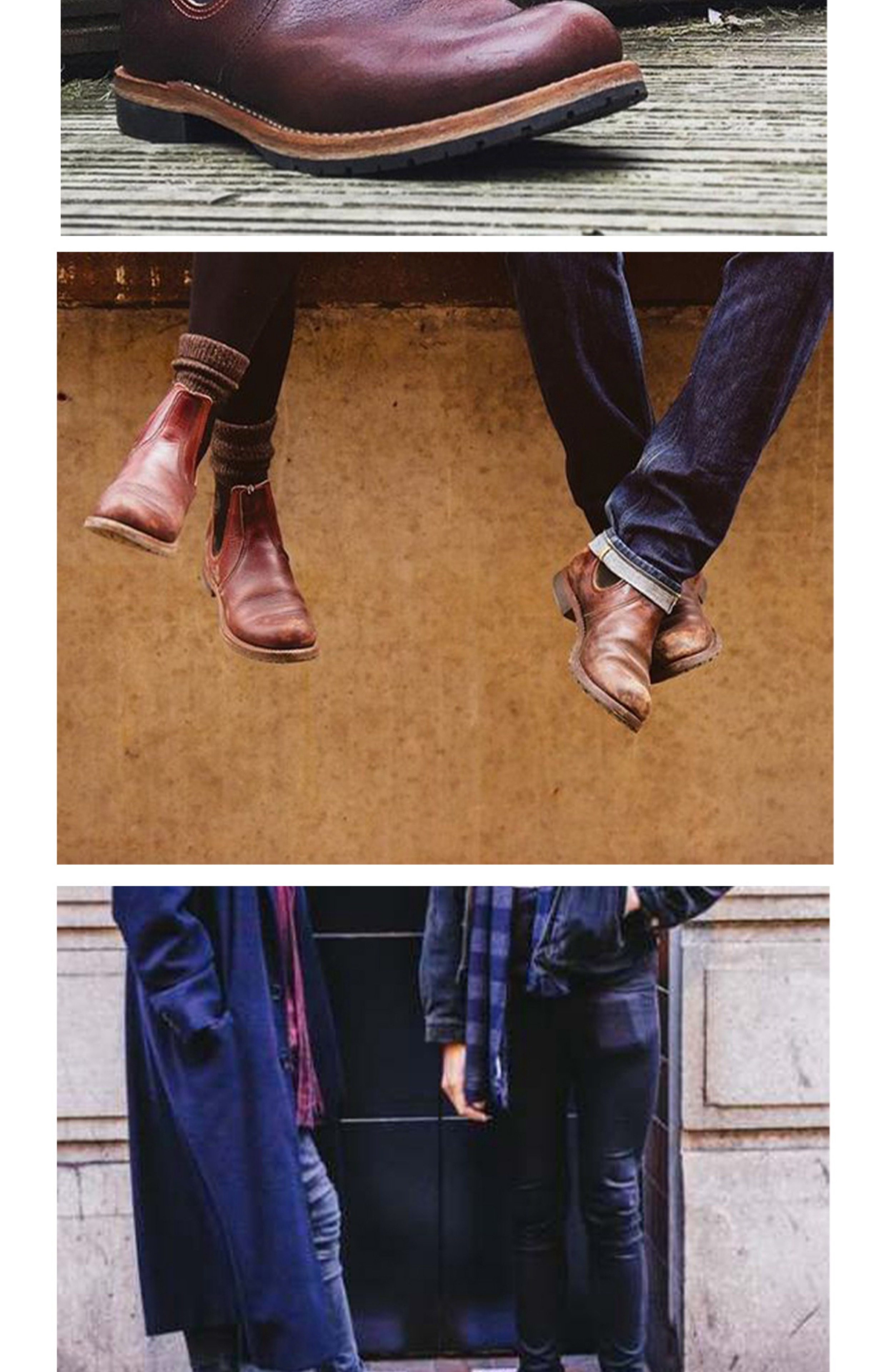 Челси сапоги 玩儿！固特异马丁复古德国万哈梅小牛皮古典优雅中帮短切尔西靴男 Playing tired child