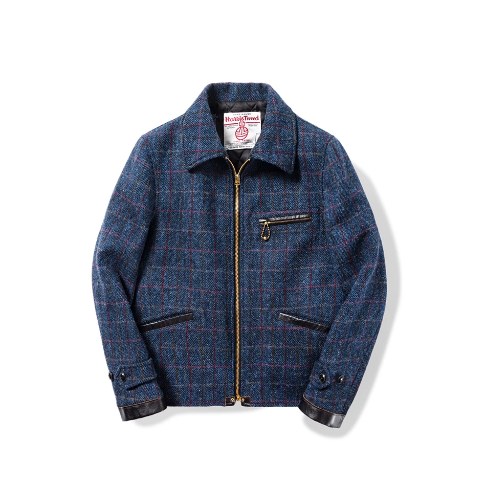 Пиджак винтажный из шерсти с твидом Хэррис, застежка-молния, Harris Tweed