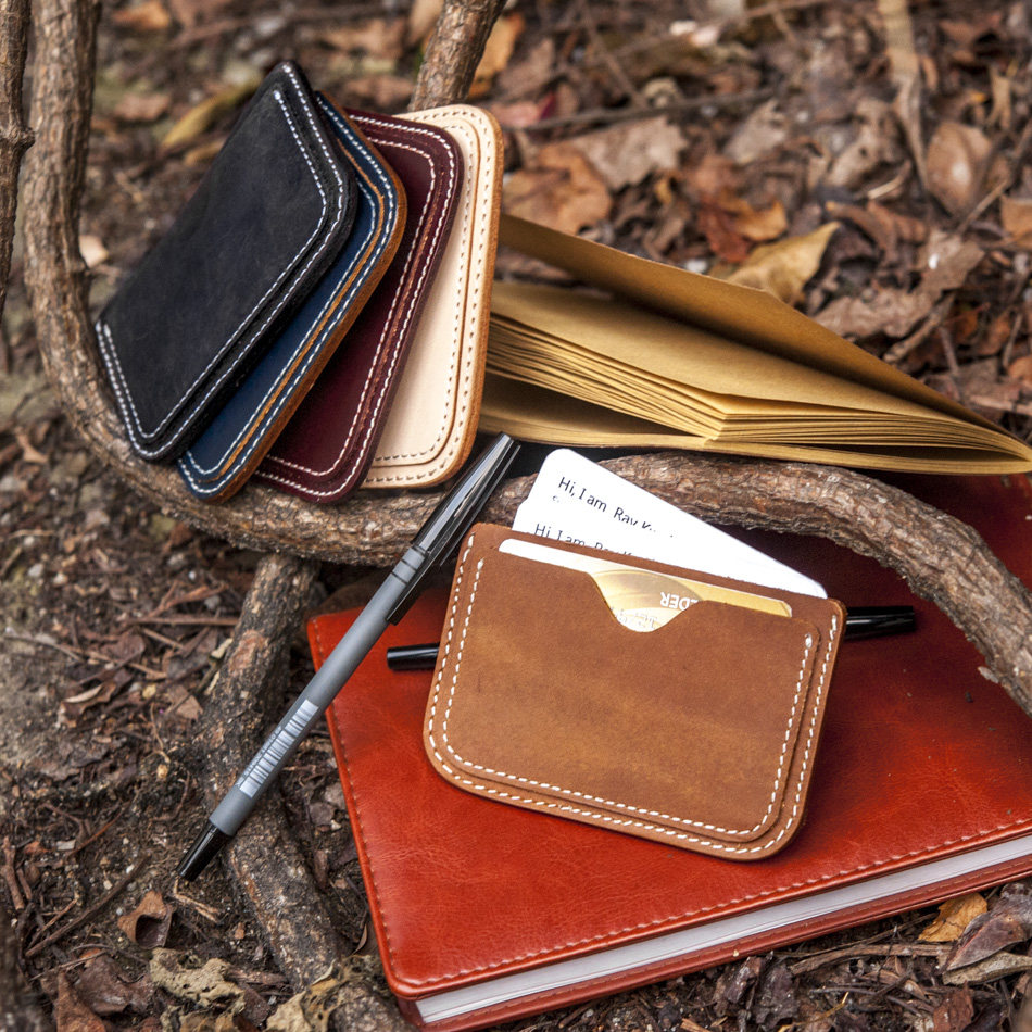 Play, life aesthetics, retro heartbeat, handmade real cowhide, hand-sewn slim car card sleeve storage