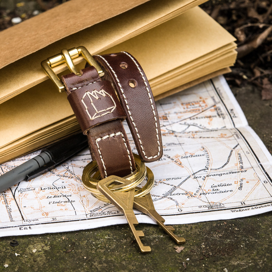 Play Life Aesthetics Handmade Japanese Tochigi Leather Pure Copper Hardware Creative Bracelet Keychain