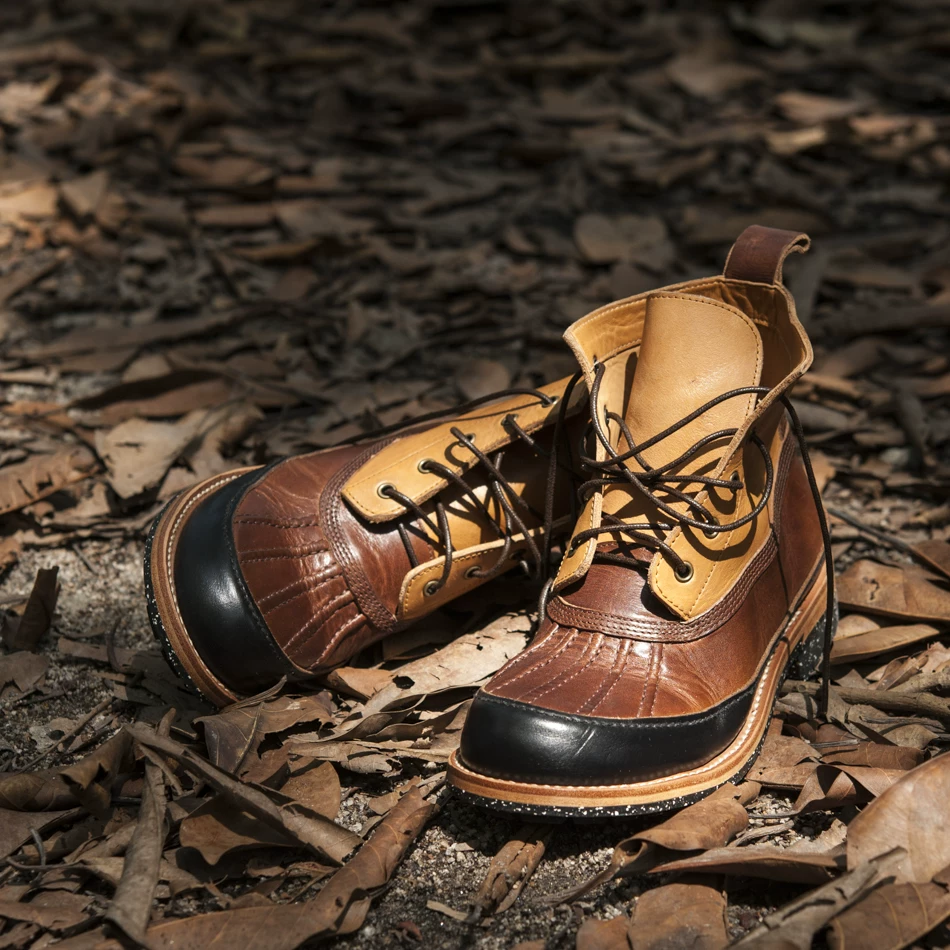Ботинки Play!Duck!Horween из трехслойной коровьей кожи ручной работы Goodyear осень и зима, ботинки из натуральной кожи контрастного цвета