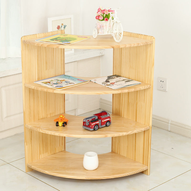 Montessori teaching aids storage rack kindergarten solid wood toy rack children's bookshelf finishing rack wooden shelf area corner cabinet