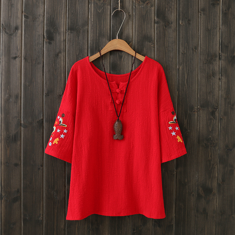 Cộng thêm phân bón XL nữ mùa hè 2018 phiên bản Hàn Quốc của chất liệu cotton cotton rộng mm mềm mại có khóa thêu áo khoác ngắn tay 200 kg quần túi hộp nữ