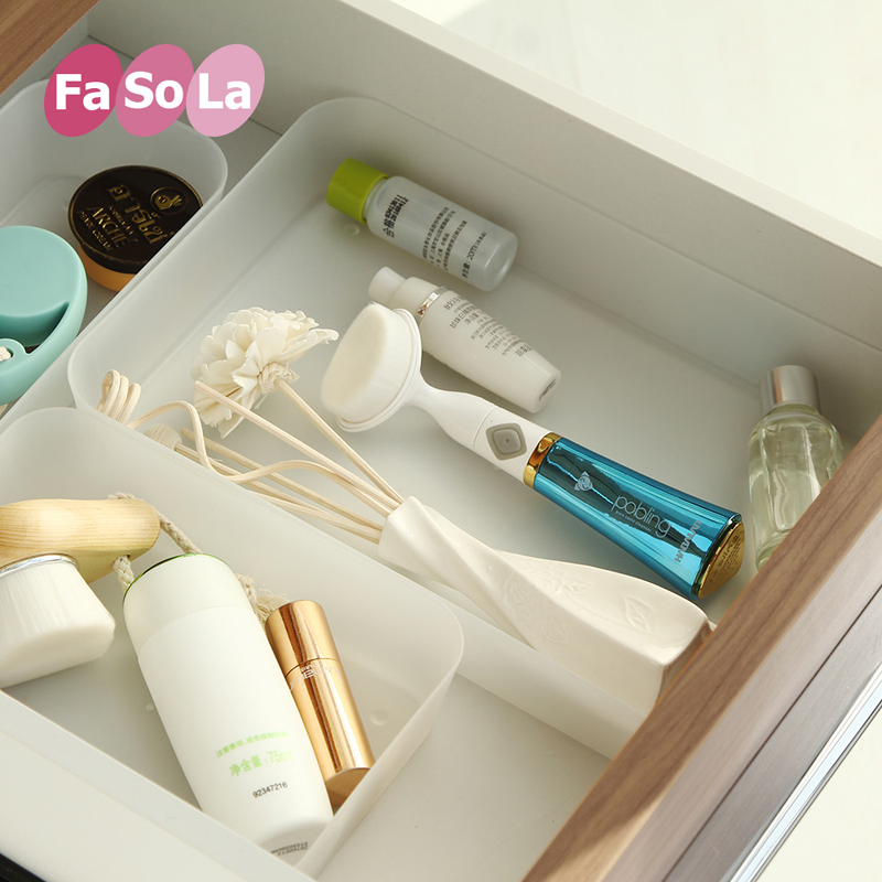 FaSoLa Transparent Drawer Cleaning Box Separated PP Box Desktop Accessories Box Plastic Kitchen Box