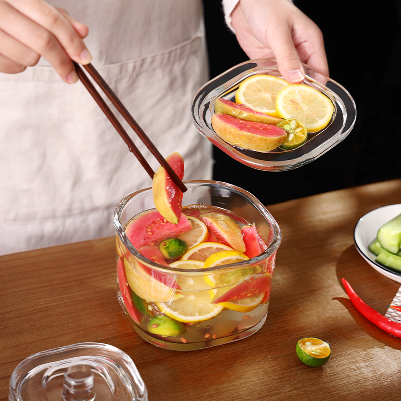 Japan thickened glass shallow jar with a night stained pickle cylinder homemade sichuan pickle radish pickle glass jar