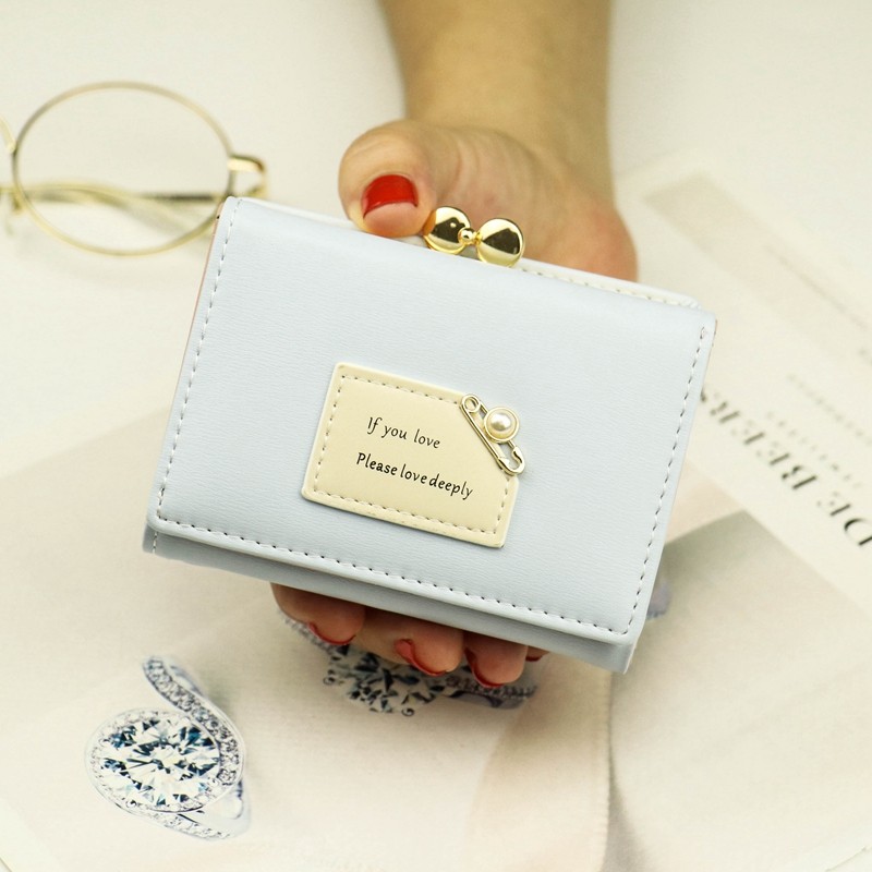 Korean version of women's wallet female short 2021 new student hipster mini wallet three fold pocket wallet tide