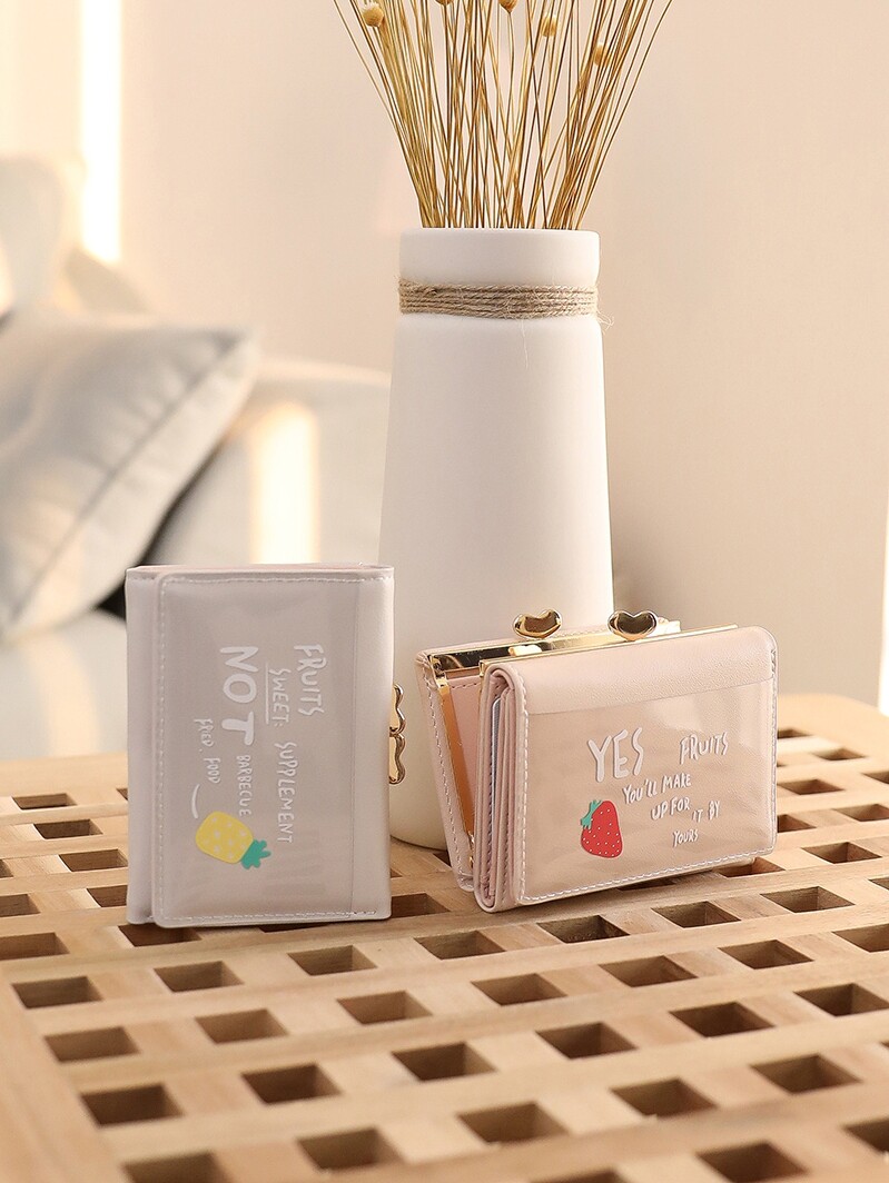 Wallet women's short ins simple Sen department Korean version of the new student Cornetto function folding black hole small coin purse