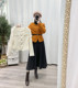 C5-French-Style Elegant Round-Neck Tweed Coat with Pleated Skirt Set with Belt