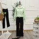 13-9 Spring/Summer New Sweet and Spicy Style Slimming High-Waisted Single Button Flared Lyocell Magic Pants 969