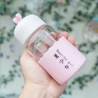 Summer cute small glass summer portable simple ins water cup small super cute Net Red Girl heart Cup