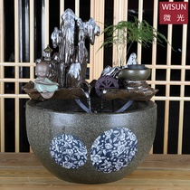 Ceramic fish tank flowing water ornaments office landscaping air-conditioning room humidification rockery water cycle desktop Zhaocai wind water tank