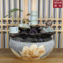 Ceramic flowing water aquarium water circulation decoration feng shui wheel home decoration humidifier Zhaocai fish tank town house water tank